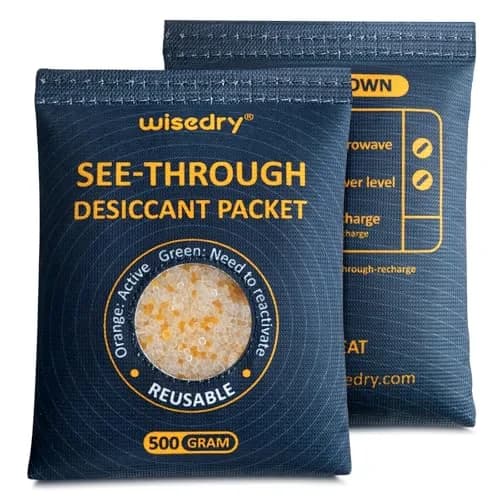 wisedry 2 x 500g See-Through Silica Gel Packets | Color-Indicating Desiccant for Storage & Dehumidification in India thumbnail 1