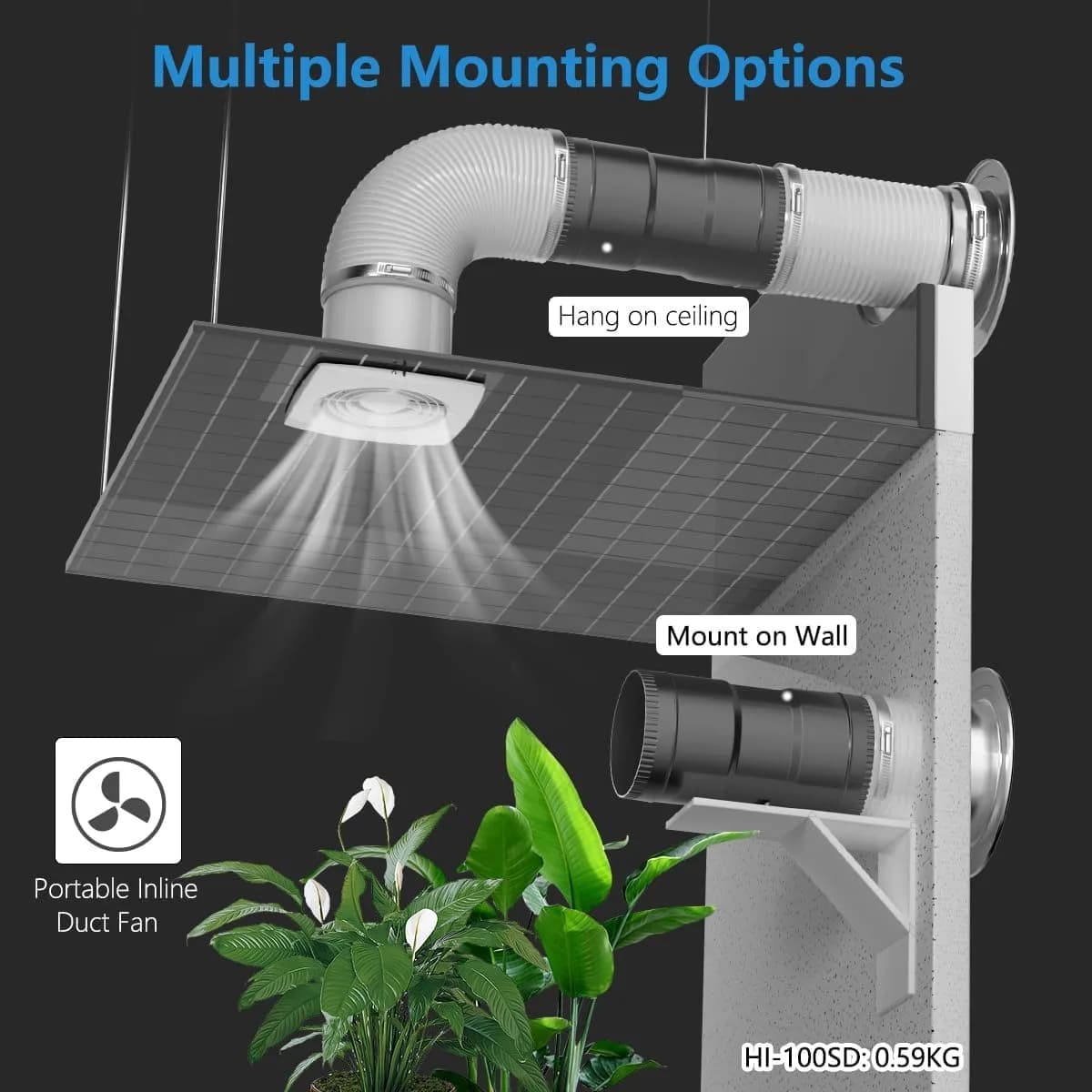 Hon&Guan 3 Inch Inline Duct Fan 120 CFM 20W | Low Noise Ventilation for Grow Rooms & HVAC - view 7