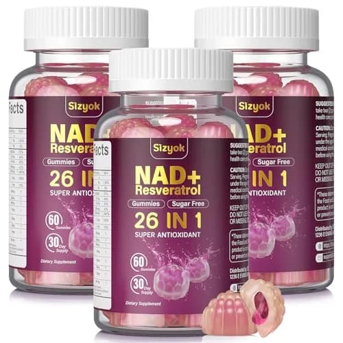 Sizyok NAD Resveratrol Gummies 60 Count | Sugar-Free Collagen & Antioxidant Support for Women thumbnail 1