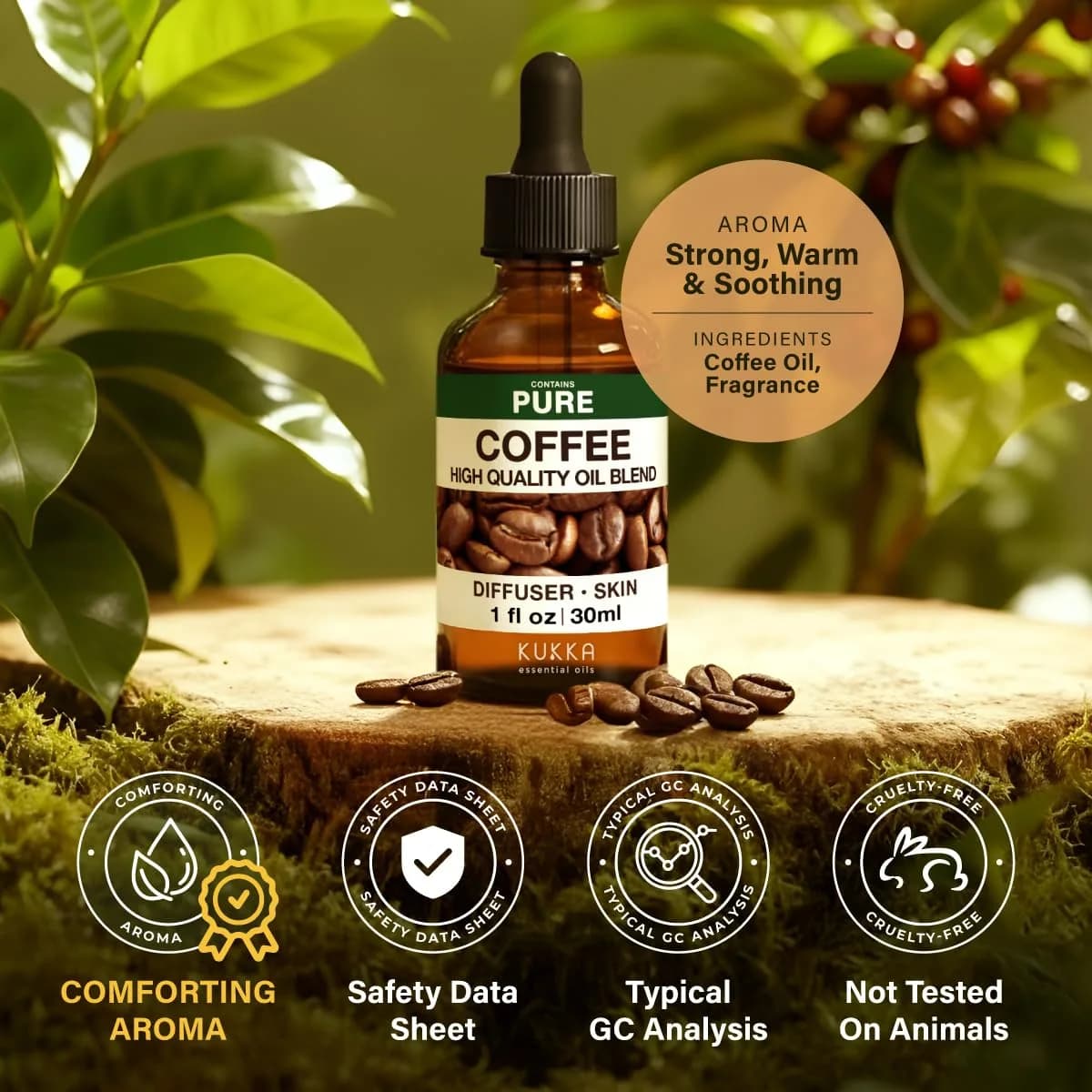 KUKKA Essential Oils Coffee Essential Oil for Hair, Skin, Diffuser, Aromatherapy & DIY Soap Making Scent (1 Fl Oz / 30ml) - view 6