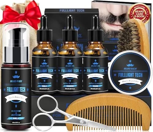 FULLLIGHT TECH Beard Grooming Kit 5 Fl Oz | Nourishing Beard Oil & Vanilla Wash for Men thumbnail 1