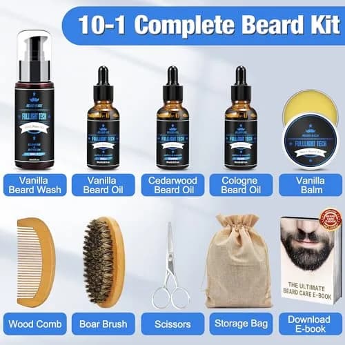 FULLLIGHT TECH Beard Grooming Kit 5 Fl Oz | Nourishing Beard Oil & Vanilla Wash for Men thumbnail 8