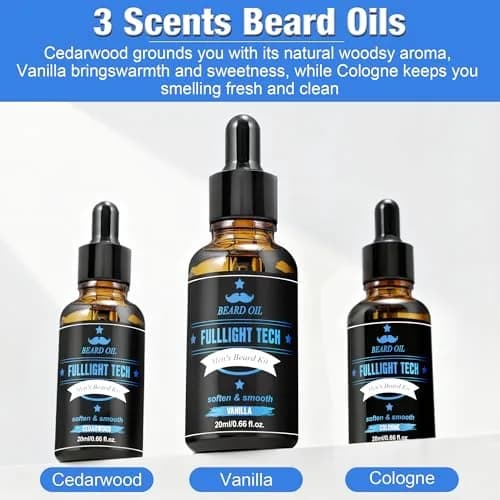 FULLLIGHT TECH Beard Grooming Kit 5 Fl Oz | Nourishing Beard Oil & Vanilla Wash for Men thumbnail 3
