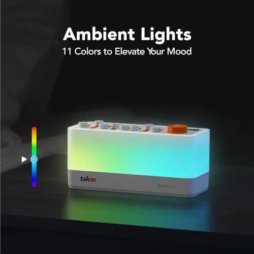 TAKOO 3-in-1 Sleep Sound Machine & Bluetooth Speaker with 12-Color Night Light, 485g (0.485kg) thumbnail 5