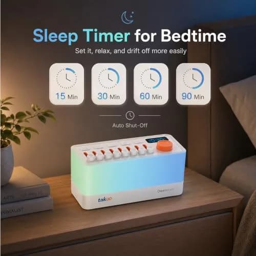 TAKOO 3-in-1 Sleep Sound Machine & Bluetooth Speaker with 12-Color Night Light, 485g (0.485kg) thumbnail 4