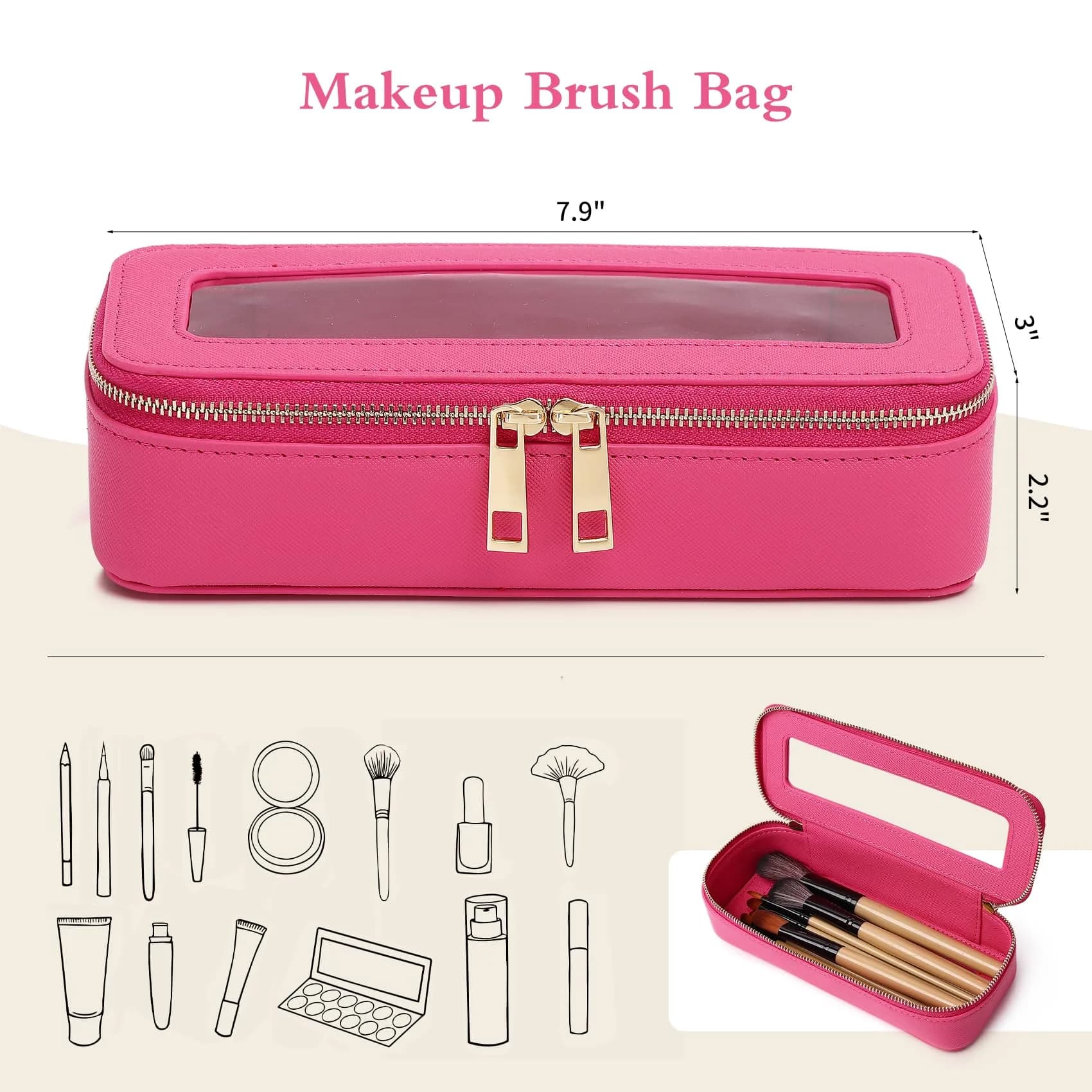 Pinkmik B/Fuxia SLIM Clear Makeup Bag - Compact Cosmetic Case for Essentials - view 2