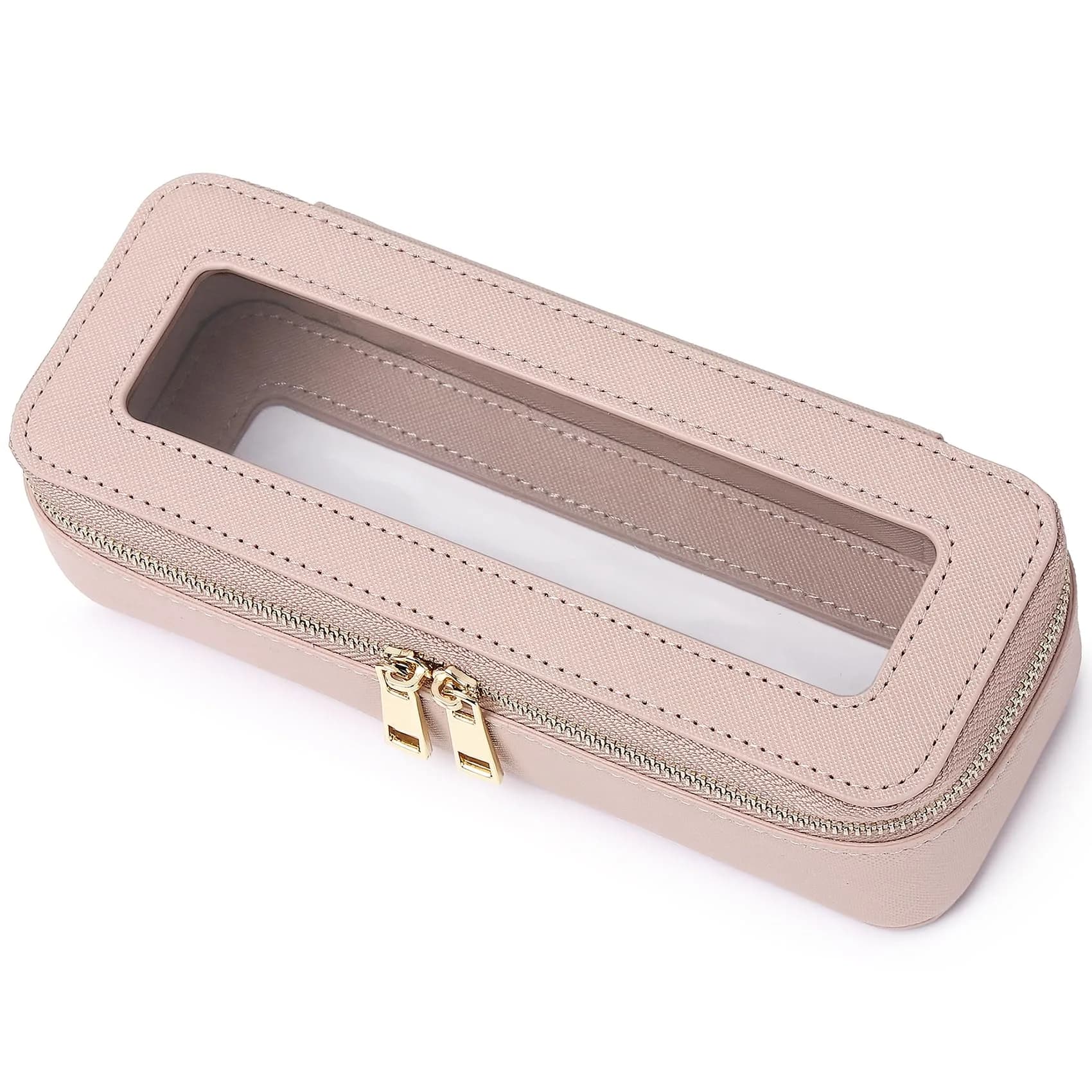 Pinkmik SLIM B/Pink Clear Makeup Brush Case - TSA Approved Travel Cosmetic Bag - main product image
