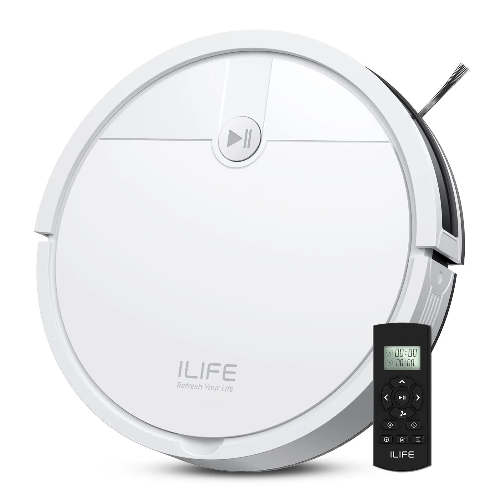 ILIFE V2 Robot Vacuum Cleaner 2.99-inch Slim, Tangle-Free Suction, White | Ideal for Hard Floors & Pet Hair
