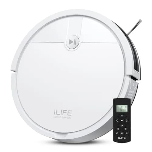 ILIFE V2 Robot Vacuum Cleaner 2.99-inch Slim, Tangle-Free Suction, White | Ideal for Hard Floors & Pet Hair thumbnail 1