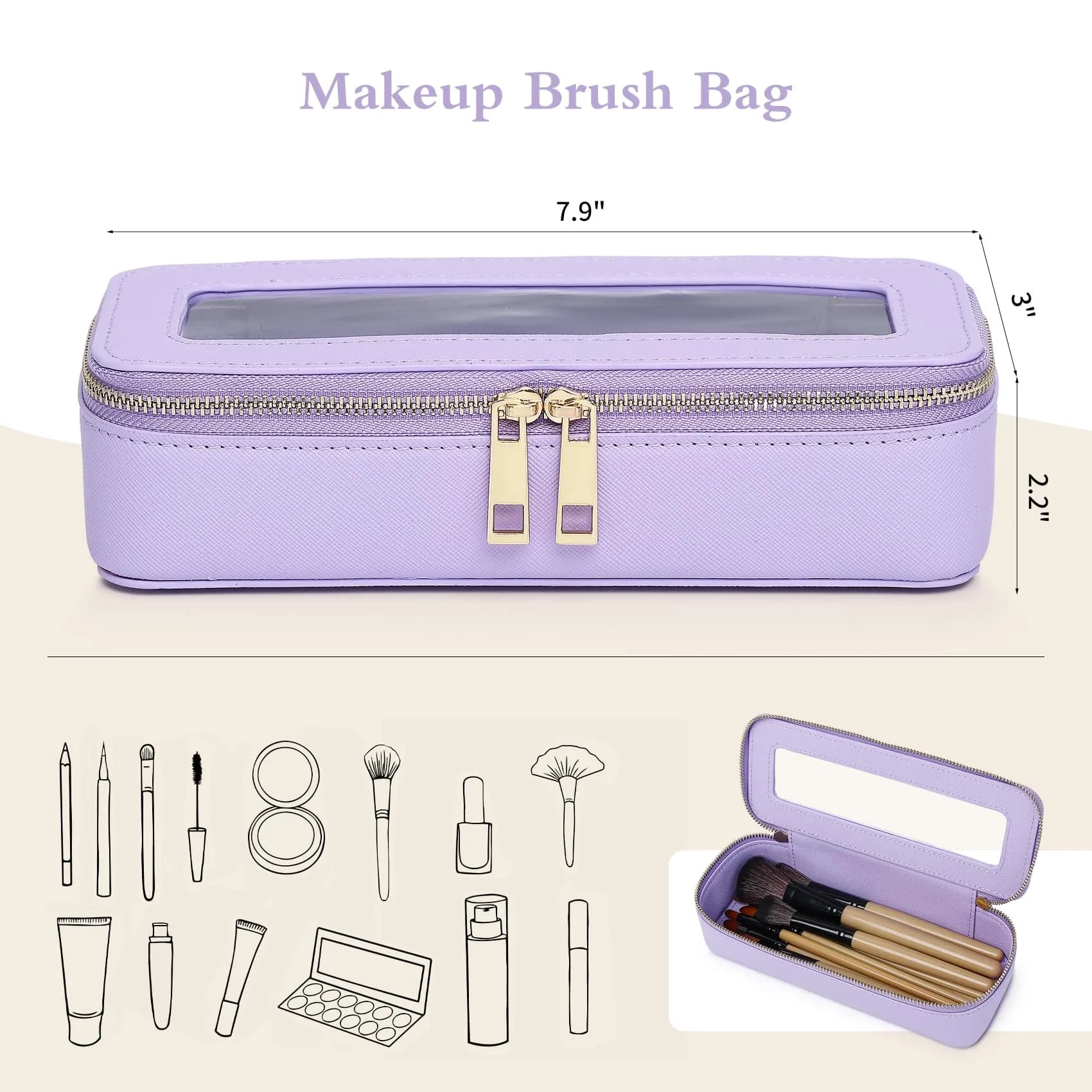 Pinkmik B/Purple Slim Clear Makeup Bag - Compact Cosmetic Organizer - view 2