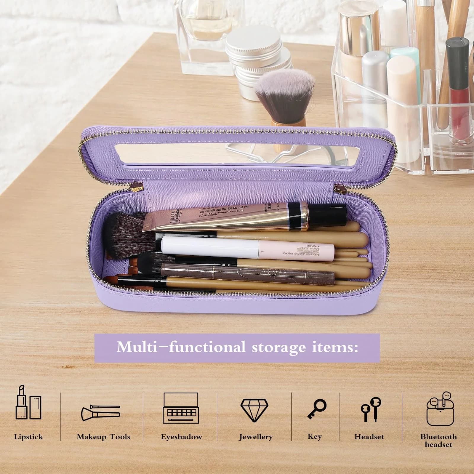 Pinkmik B/Purple Slim Clear Makeup Bag - Compact Cosmetic Organizer - view 4