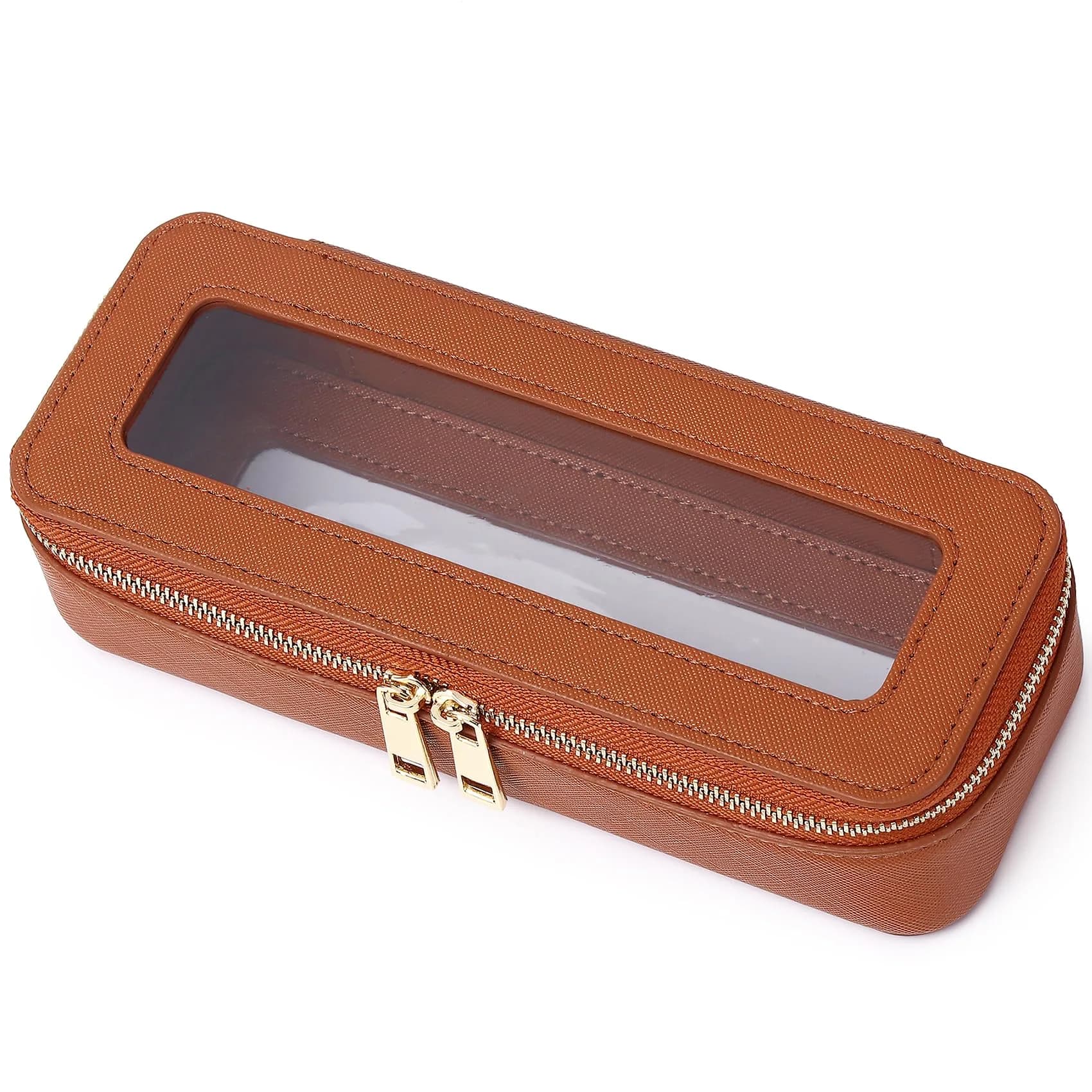 Pinkmik B/Brown Slim Makeup Brush Case - TSA Approved Travel Cosmetic Organizer - main product image