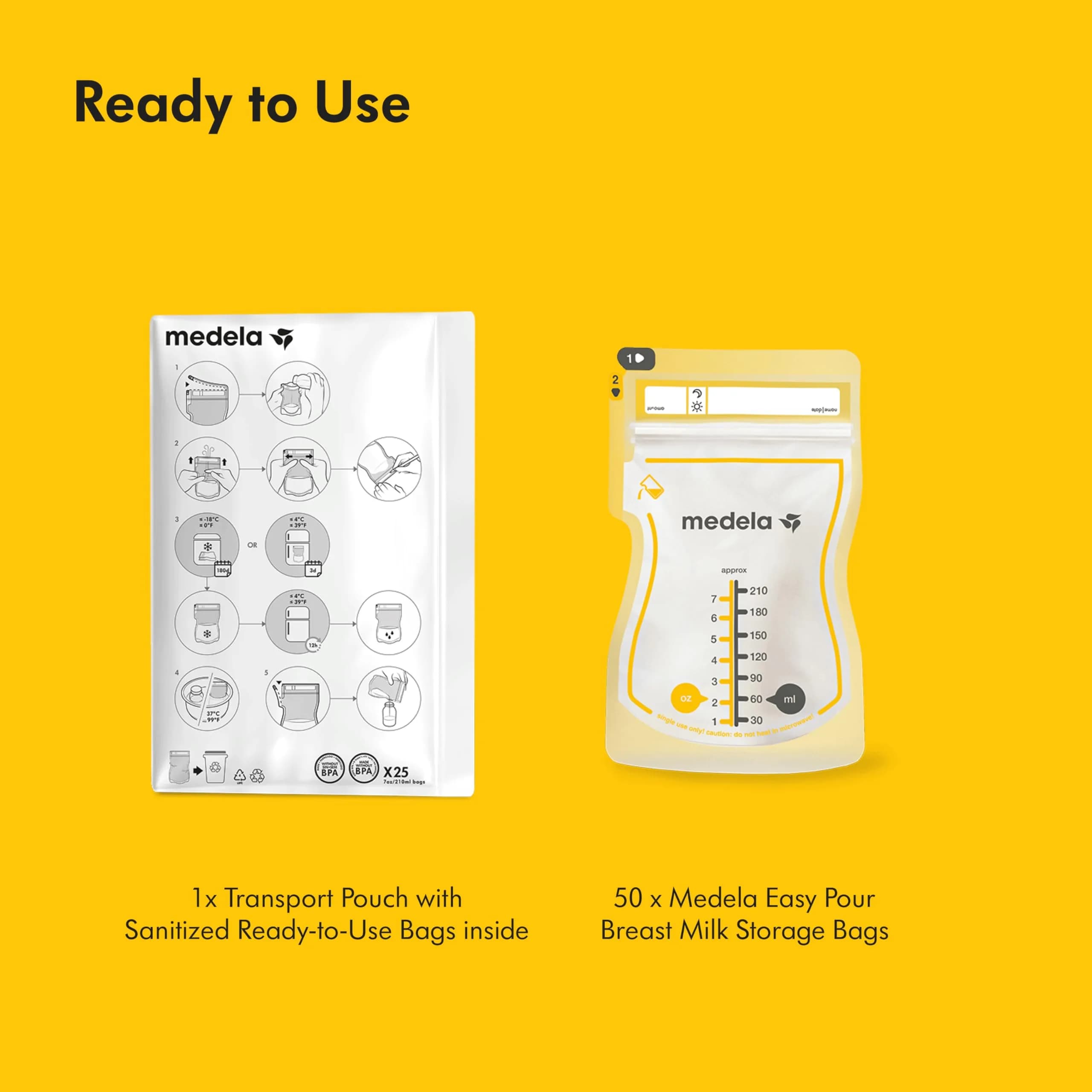 Medela Easy Pour Breastmilk Storage Bags (7oz/210ml, 50 Count) | Leakproof Protection for Indian Mothers - view 9