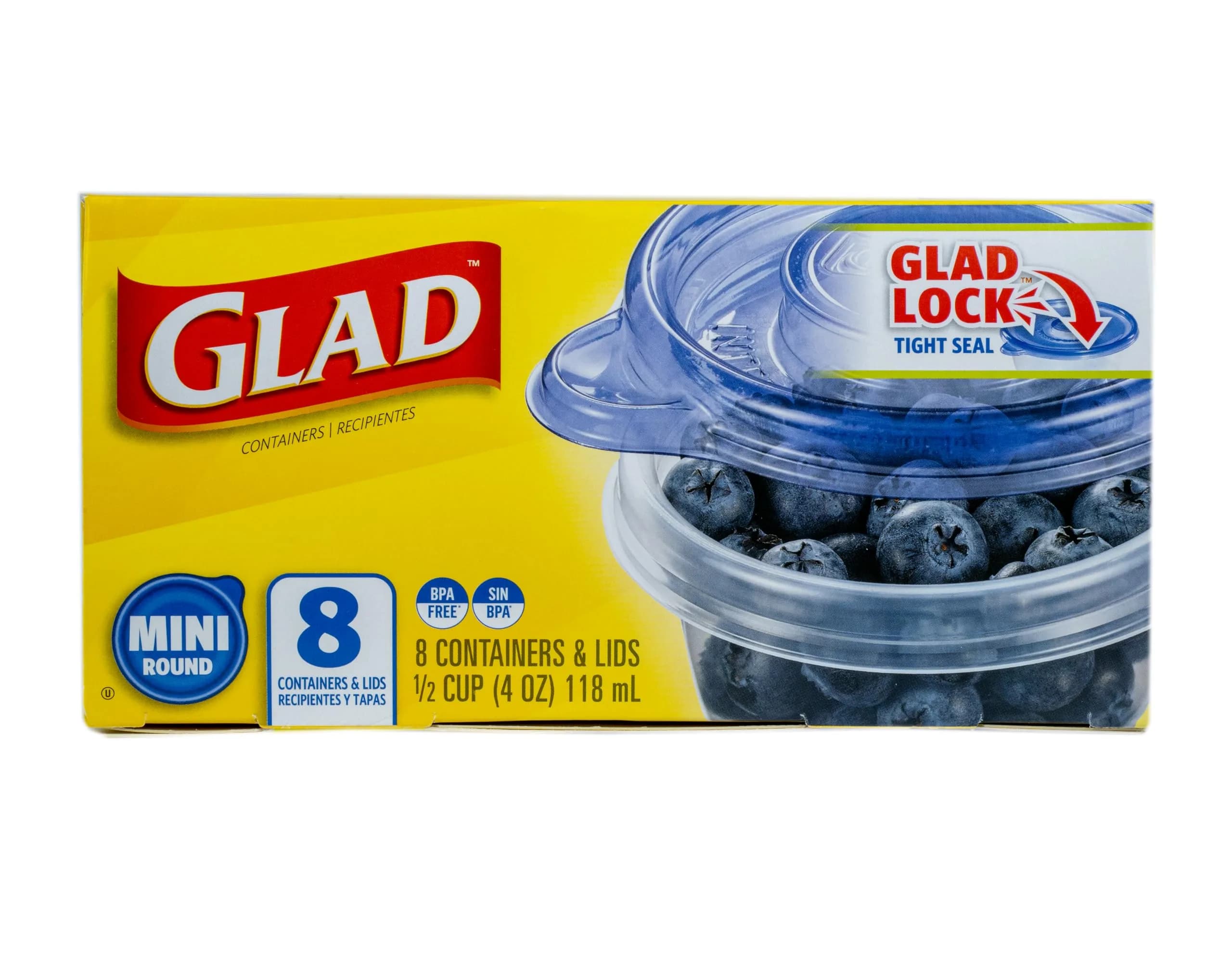 Glad GladWare Mini Round Food Storage Containers, 4 Oz, 8 Count Pack, 12-Pack - view 2