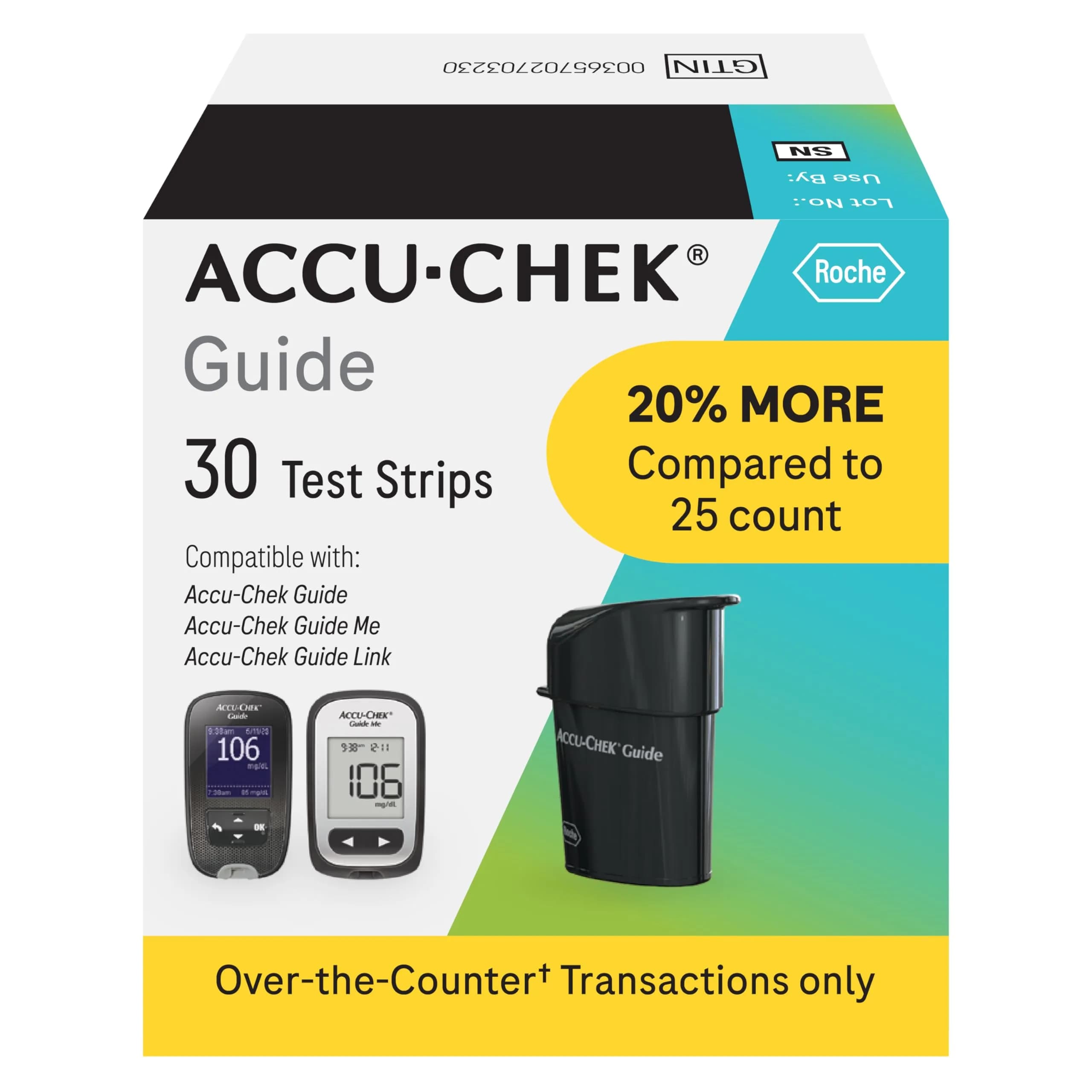 Accu-Chek Guide Glucose Test Strips 30 Count | Fast, Accurate Blood Sugar Monitoring