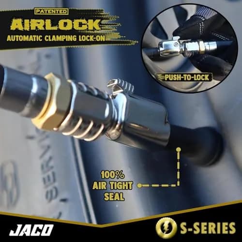 JACO Lightning S-Series Tire Air Chuck 1/4" F-NPT Open Flow | Patented Push-to-Lock Self-Locking Nozzle thumbnail 4