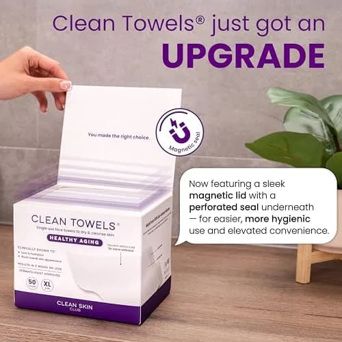 CLEAN SKIN CLUB Healthy Aging Clean Towels XL 50 Count | Clinically Shown to Reduce Fine Lines & Wrinkles thumbnail 7