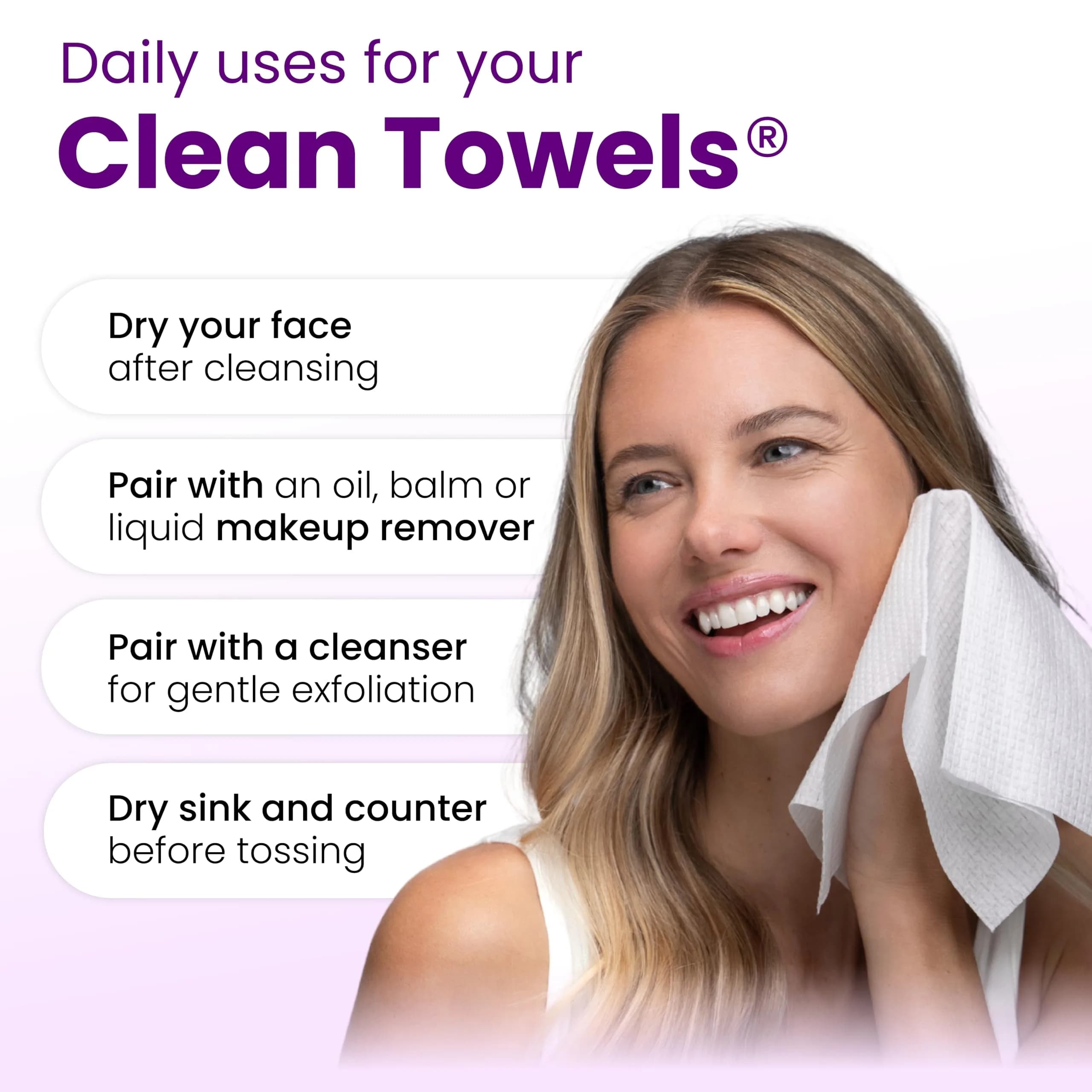 CLEAN SKIN CLUB Healthy Aging Clean Towels XL 50 Count | Clinically Shown to Reduce Fine Lines & Wrinkles - view 9