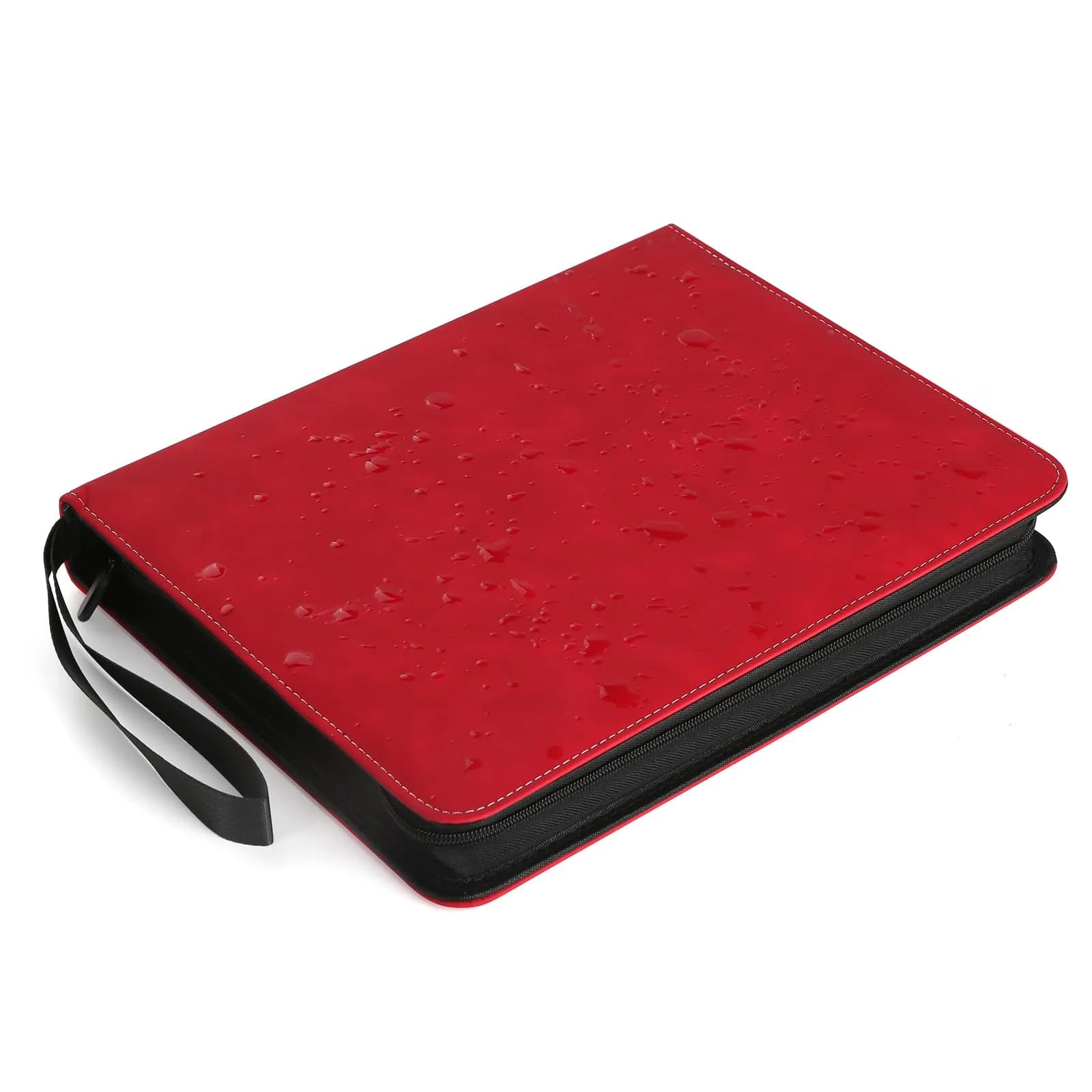 GERMUN 3 Ring 9 Pocket Zipper Card Binder with Wrist Strap, 720 Double Sided Standard Card Album Folder (Marble Texture Red, 40 Pages) - view 3
