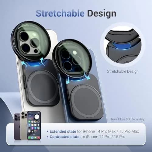 JJC 67mm Magnetic Filter Mount + Snap Grip Set for iPhone 16/15/14 Pro/Pro Max/Plus | Universal Phone Lens Adapter with Cold Shoe & 1/4" Mount thumbnail 5