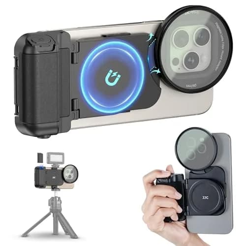 JJC 67mm Magnetic Filter Mount + Snap Grip Set for iPhone 16/15/14 Pro/Pro Max/Plus | Universal Phone Lens Adapter with Cold Shoe & 1/4" Mount thumbnail 1