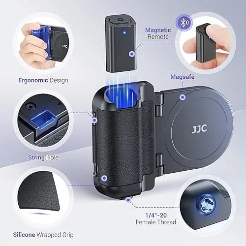 JJC 67mm Magnetic Filter Mount + Snap Grip Set for iPhone 16/15/14 Pro/Pro Max/Plus | Universal Phone Lens Adapter with Cold Shoe & 1/4" Mount thumbnail 7