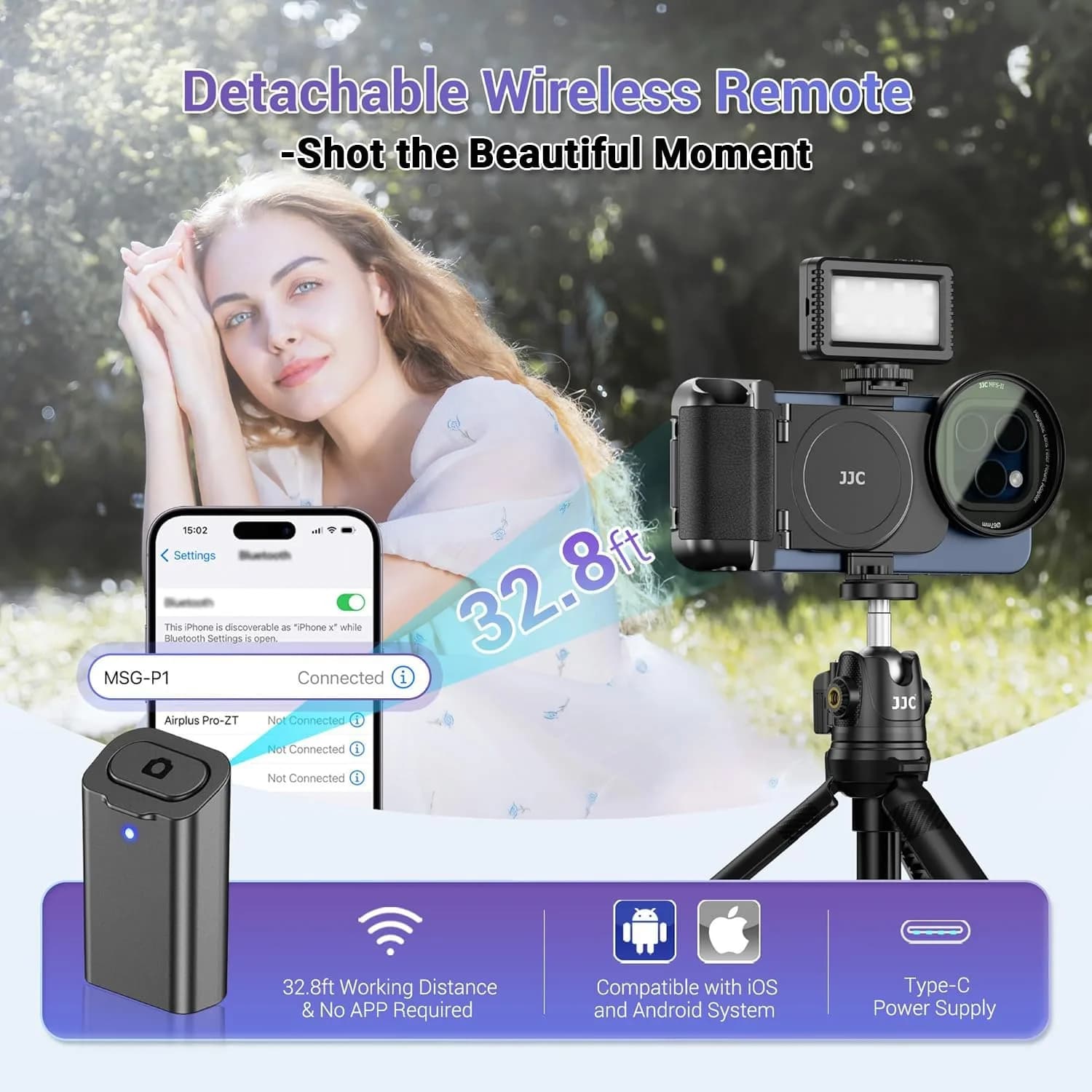 JJC 67mm Magnetic Filter Mount + Snap Grip Set for iPhone 16/15/14 Pro/Pro Max/Plus | Universal Phone Lens Adapter with Cold Shoe & 1/4" Mount - view 2