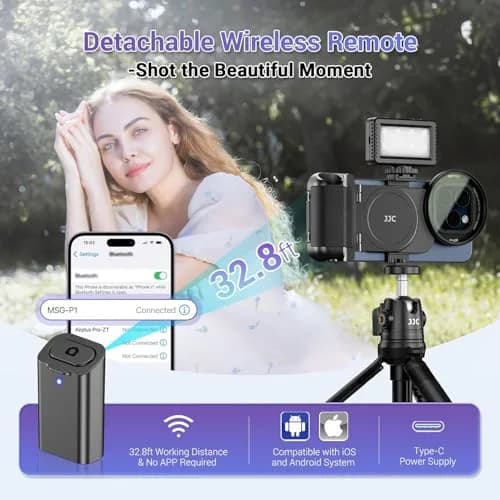 JJC 67mm Magnetic Filter Mount + Snap Grip Set for iPhone 16/15/14 Pro/Pro Max/Plus | Universal Phone Lens Adapter with Cold Shoe & 1/4" Mount thumbnail 2