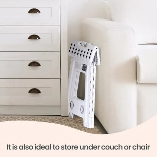 Delxo 40.6cm (16 Inch) Folding Step Stool White for Kids & Adults | Sturdy Portable Step Stool with Handle thumbnail 6