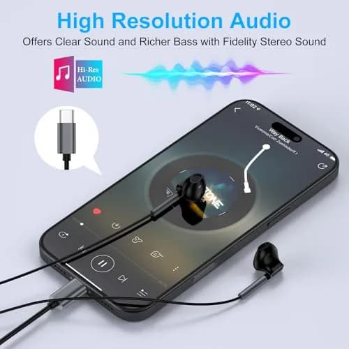 VIFIGEN USB C Wired Earbuds with Microphone | HiFi Stereo Sound, Noise Isolation, 1.2m (4ft) Cable thumbnail 3