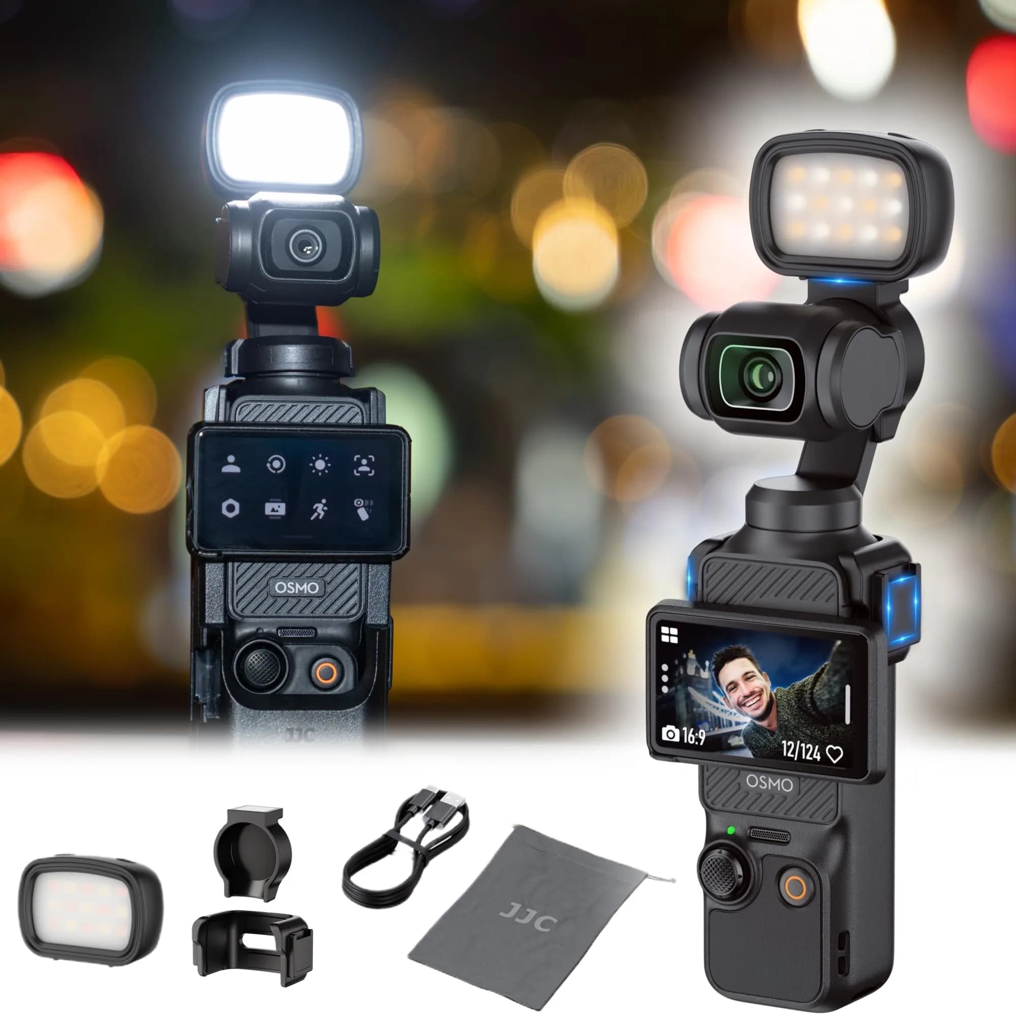 JJC Pocket 3 LED Light for DJI Osmo Pocket 3 & Muse, Magnetic Mini Video Light with 3 Color Modes & 3 Brightness Levels, 15g Lightweight, USB-C Rechargeable
