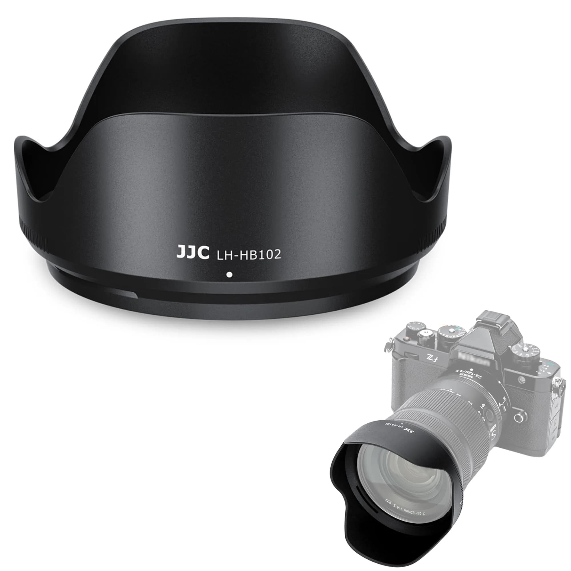 JJC HB-102 Lens Hood for Nikon Z 24-120mm f4 S & 28-400mm f4-8 VR Lenses | Reversible Bayonet Mount Shade — Replace Nikon HB-102