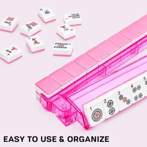CAYOULR Colourful Mahjong Racks with Pushers Set of 4 | Acrylic Holders for Tabletop Games thumbnail 4
