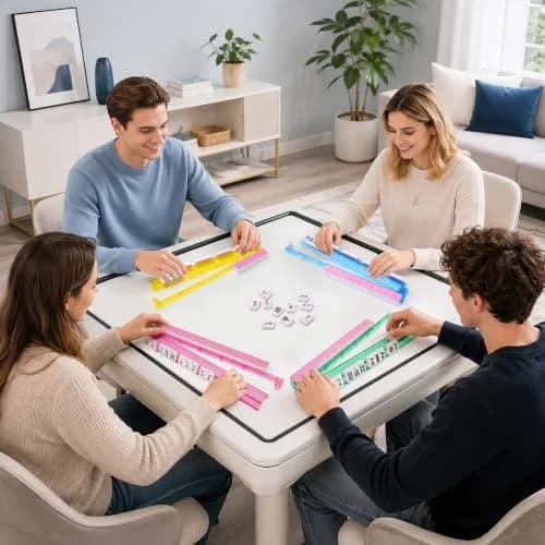 CAYOULR Colourful Mahjong Racks with Pushers Set of 4 | Acrylic Holders for Tabletop Games thumbnail 6