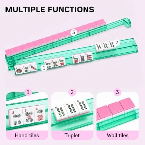 CAYOULR Colourful Mahjong Racks with Pushers Set of 4 | Acrylic Holders for Tabletop Games thumbnail 3
