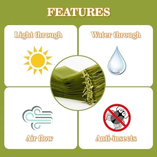 Sukh 100PCS Fruit Protection Bags 6"x8" | Mesh Organza Fruit Nets for Tree & Vegetables thumbnail 4