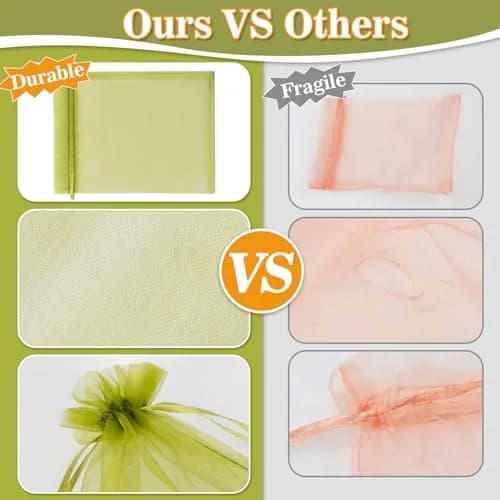 Sukh 100PCS Fruit Protection Bags 6"x8" | Mesh Organza Fruit Nets for Tree & Vegetables thumbnail 3