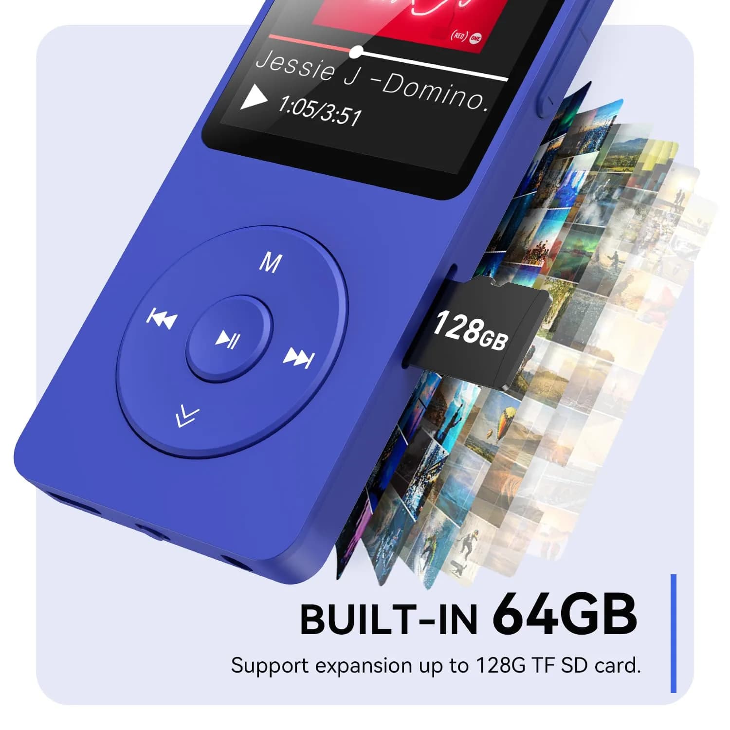 AGPTEK A02 MP3 Player 64GB Blue | Bluetooth 5.3 Portable Music Player with 40-Hour Playback - view 5