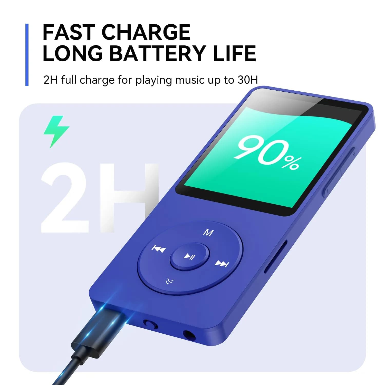 AGPTEK A02 MP3 Player 64GB Blue | Bluetooth 5.3 Portable Music Player with 40-Hour Playback - view 6