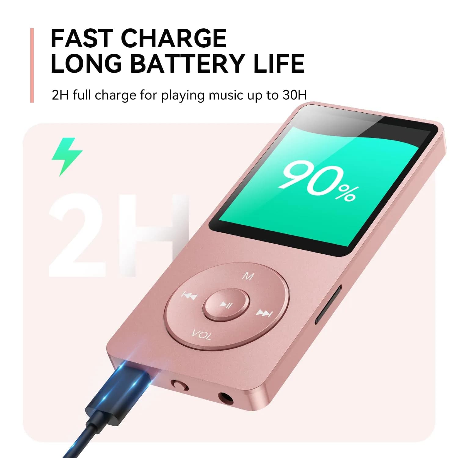 AGPTEK A02 MP3 Player Rose Gold 64GB (2.22 oz) | Bluetooth 5.3 Music Player with Speaker - view 6