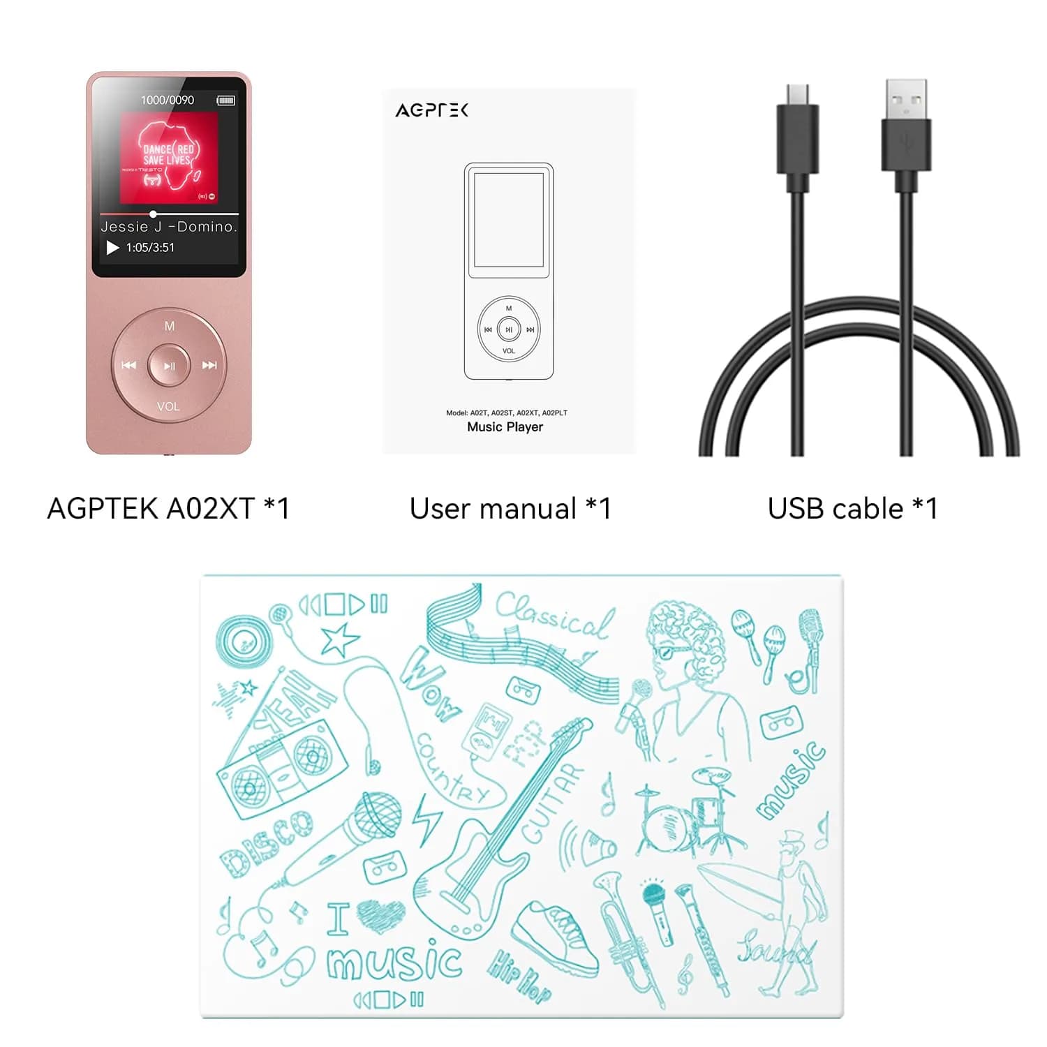 AGPTEK A02 MP3 Player Rose Gold 64GB (2.22 oz) | Bluetooth 5.3 Music Player with Speaker - view 9