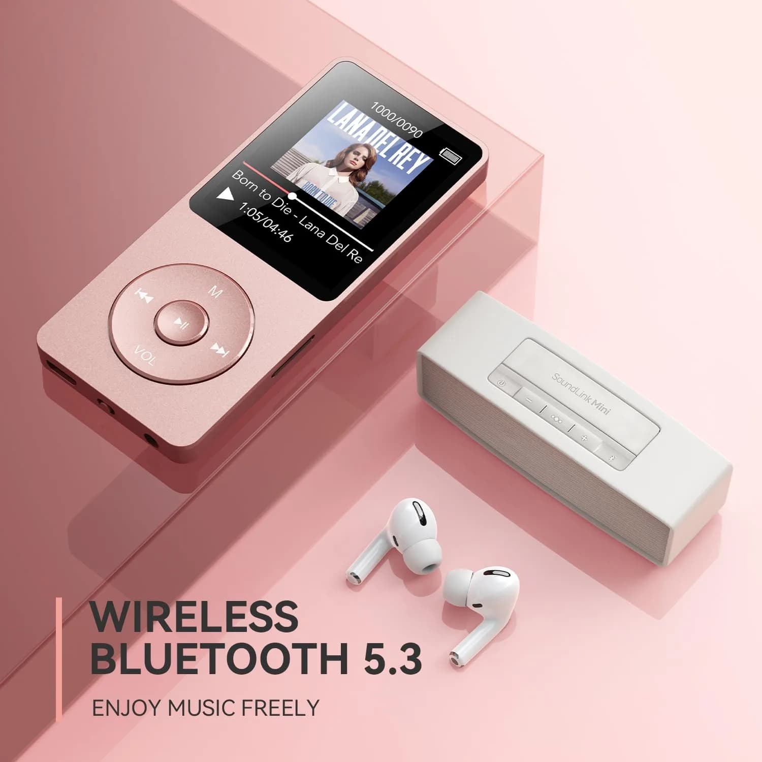 AGPTEK A02 MP3 Player Rose Gold 64GB (2.22 oz) | Bluetooth 5.3 Music Player with Speaker - view 2