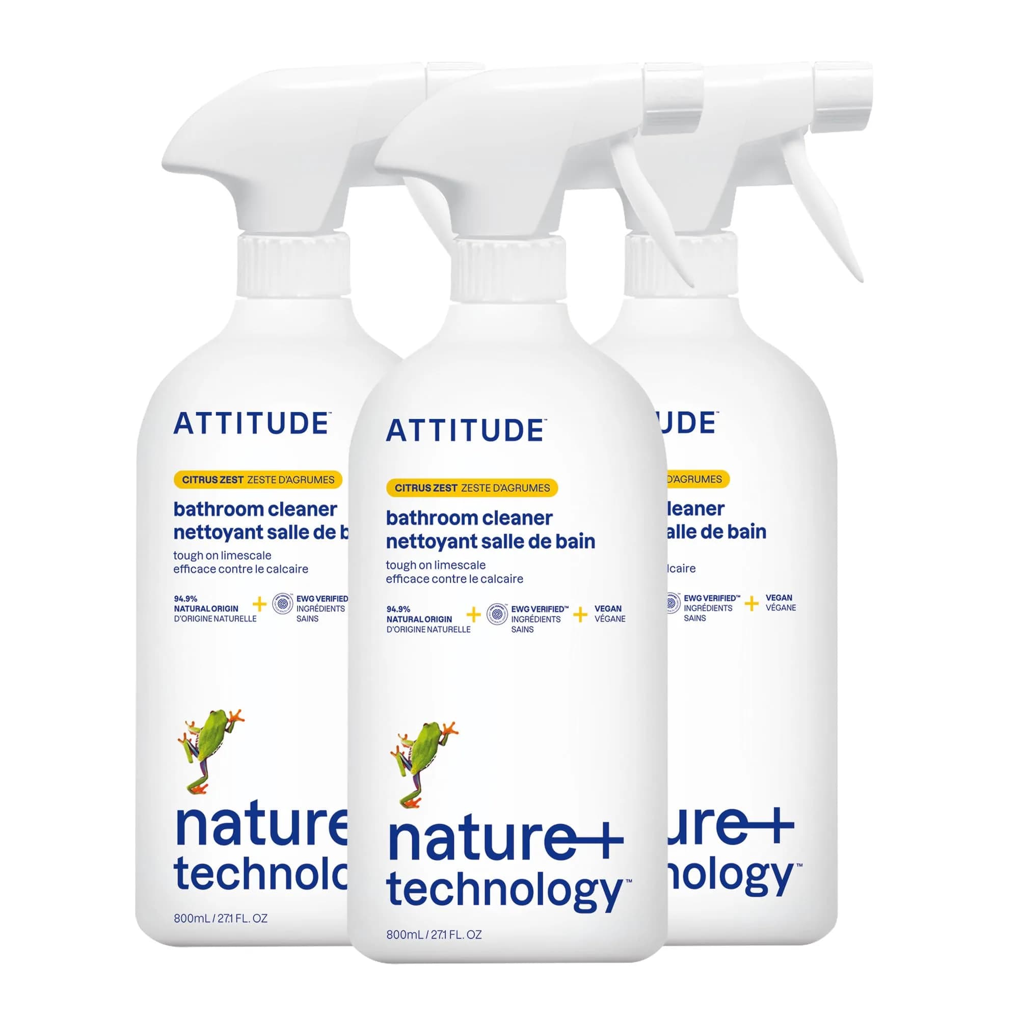 ATTITUDE Bathroom Cleaner Spray 2400ml (81.3 Fl Oz) Pack of 3 | EWG Verified Plant-Based Formula - main product image