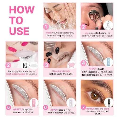 CLIONE PRIME Korean Lash Lift Kit - Eyelash Perm Kit for Eyebrow Lamination & Natural Curl | 5ml Glue, 3 Sizes Rods thumbnail 6