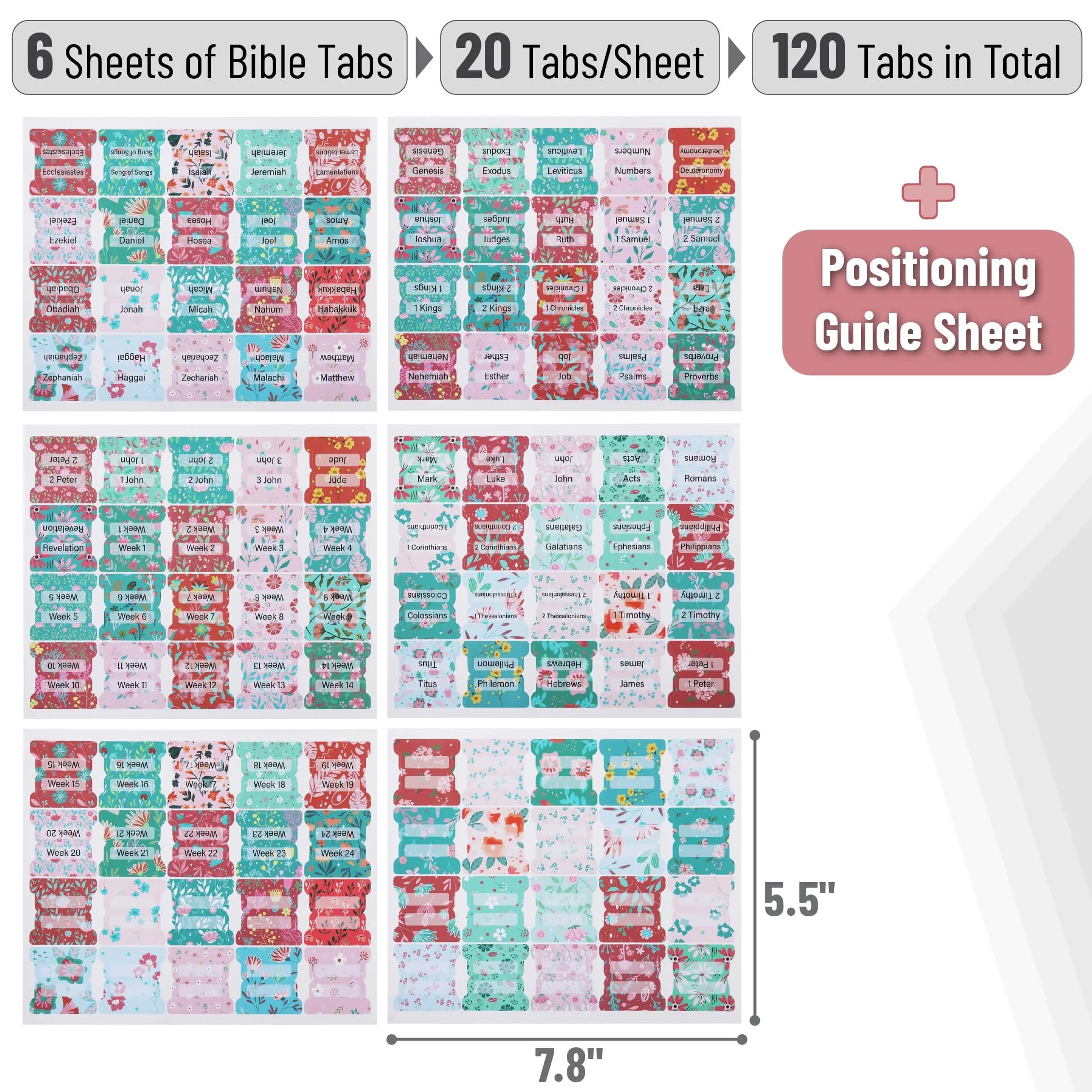 Mr. Pen Bible Tabs Floral Design 120 pcs | Laminated Tabs for Women thumbnail 2