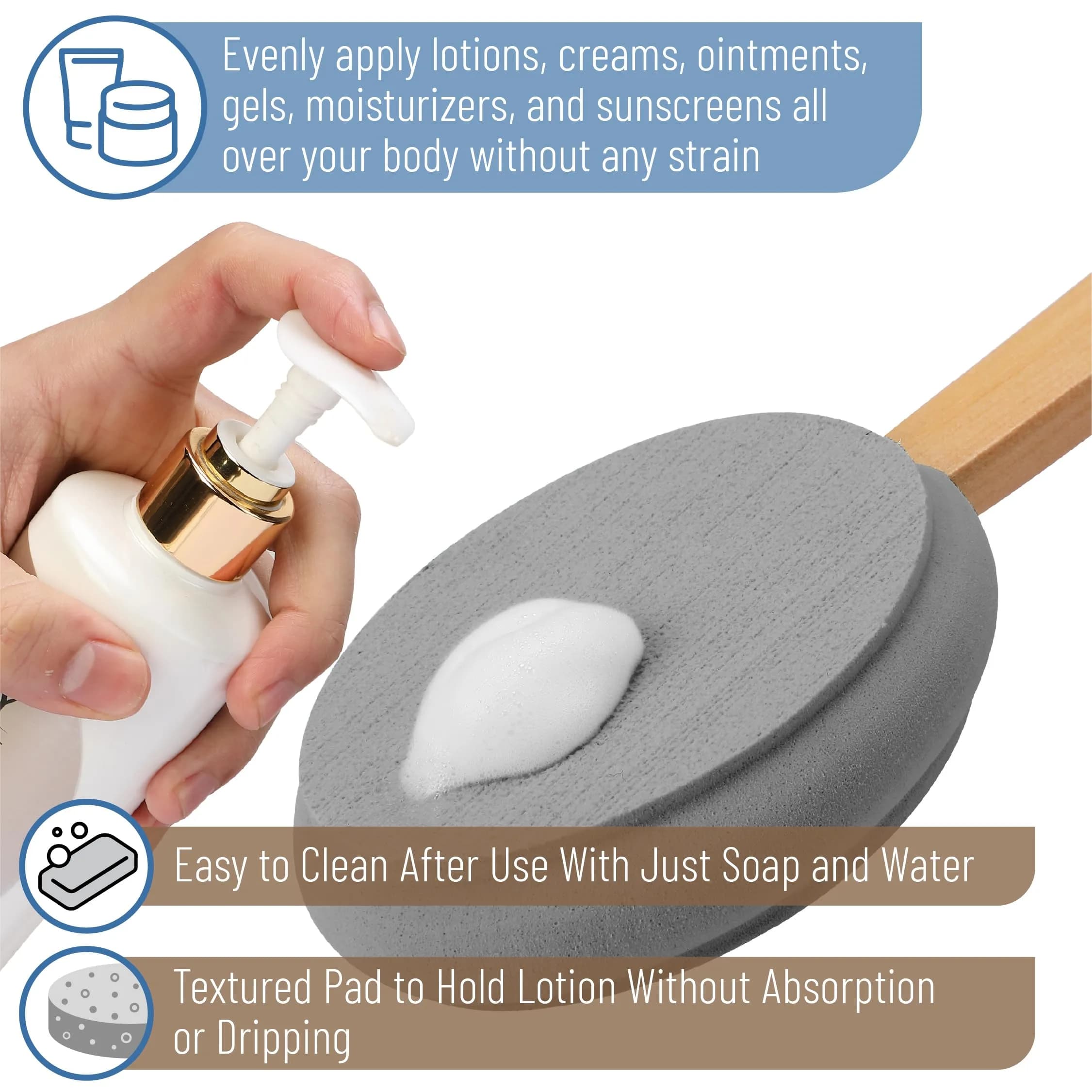 Slick Solutions 17 Inch Lotion Applicator - Gray, 1 Pack | Effortless Back & Body Application - view 4