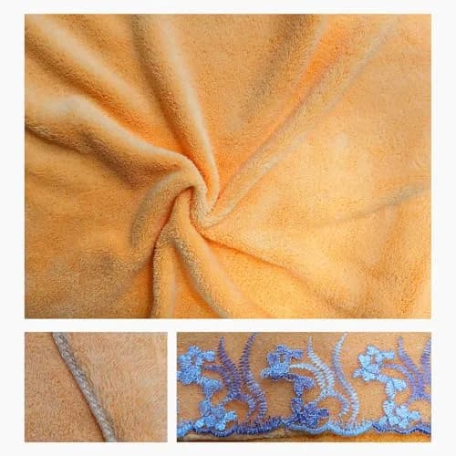 USTIDE 3 Pack Orange Lace Towels Set | Luxury Soft Velvet Bath Towels for Kids & Adults in India thumbnail 8