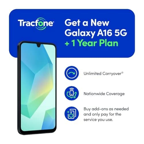 Tracfone Samsung Galaxy A16 5G Phone - 128GB, 1-Yr Plan Included, Black | 6.7-inch FHD+ AMOLED, 50MP Triple Camera, 5G thumbnail 2