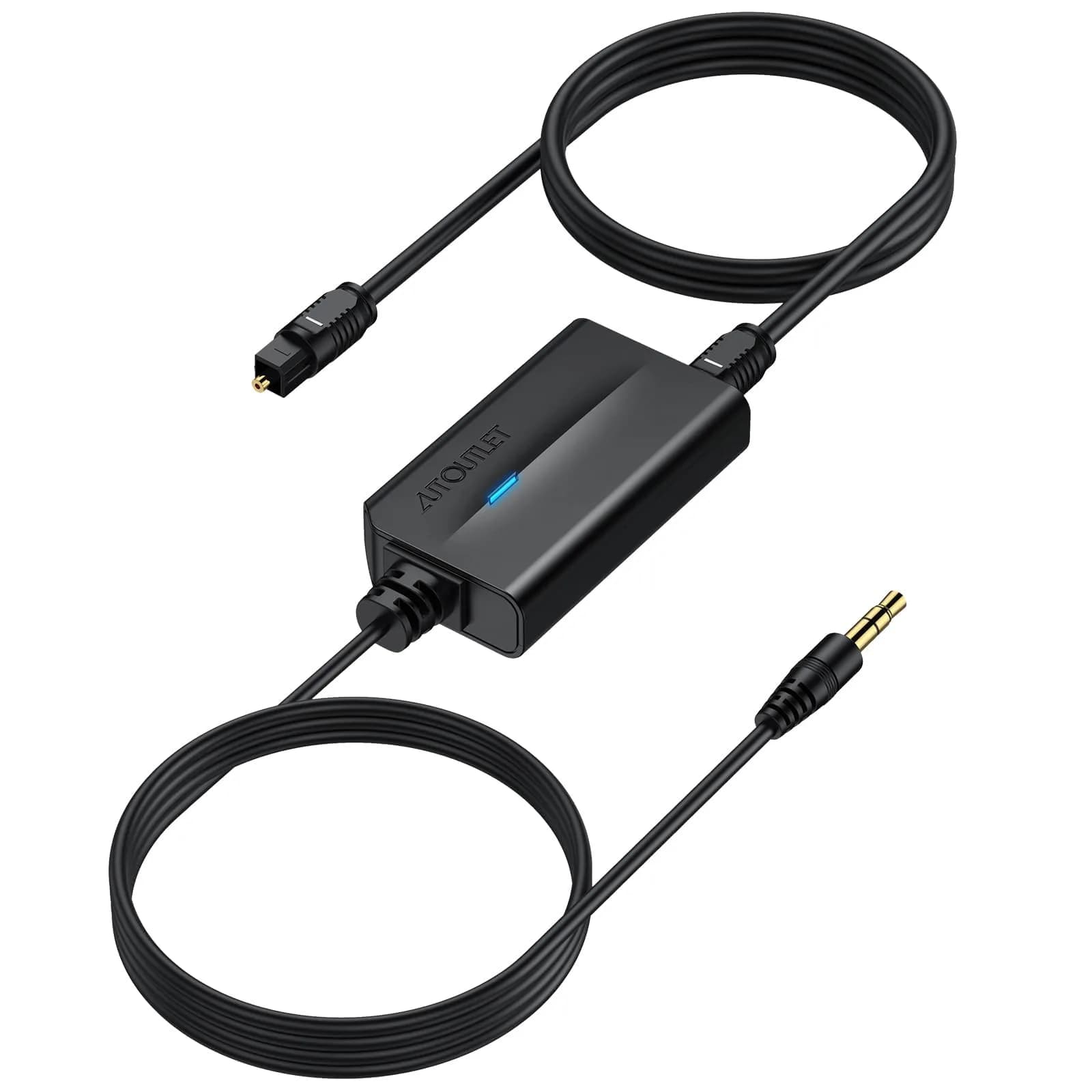 AUTOUTLET Optical to 3.5mm Converter | 192kHz/24-bit DAC | PCM Audio Output | Black - main product image