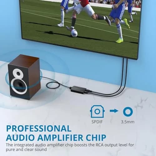 AUTOUTLET Optical to 3.5mm Converter | 192kHz/24-bit DAC | PCM Audio Output | Black thumbnail 4
